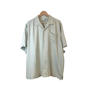 Tommy Bahama Silk Short Sleeve Button Up Shirt Pale Blue Large